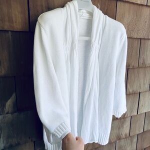 White 💯 Cotton Cardigan with Draped Detail on Front